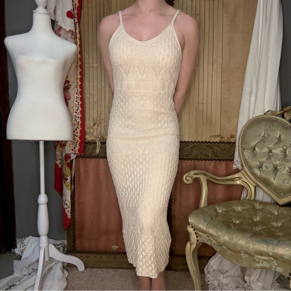 Elegant Cream Knit Dress
